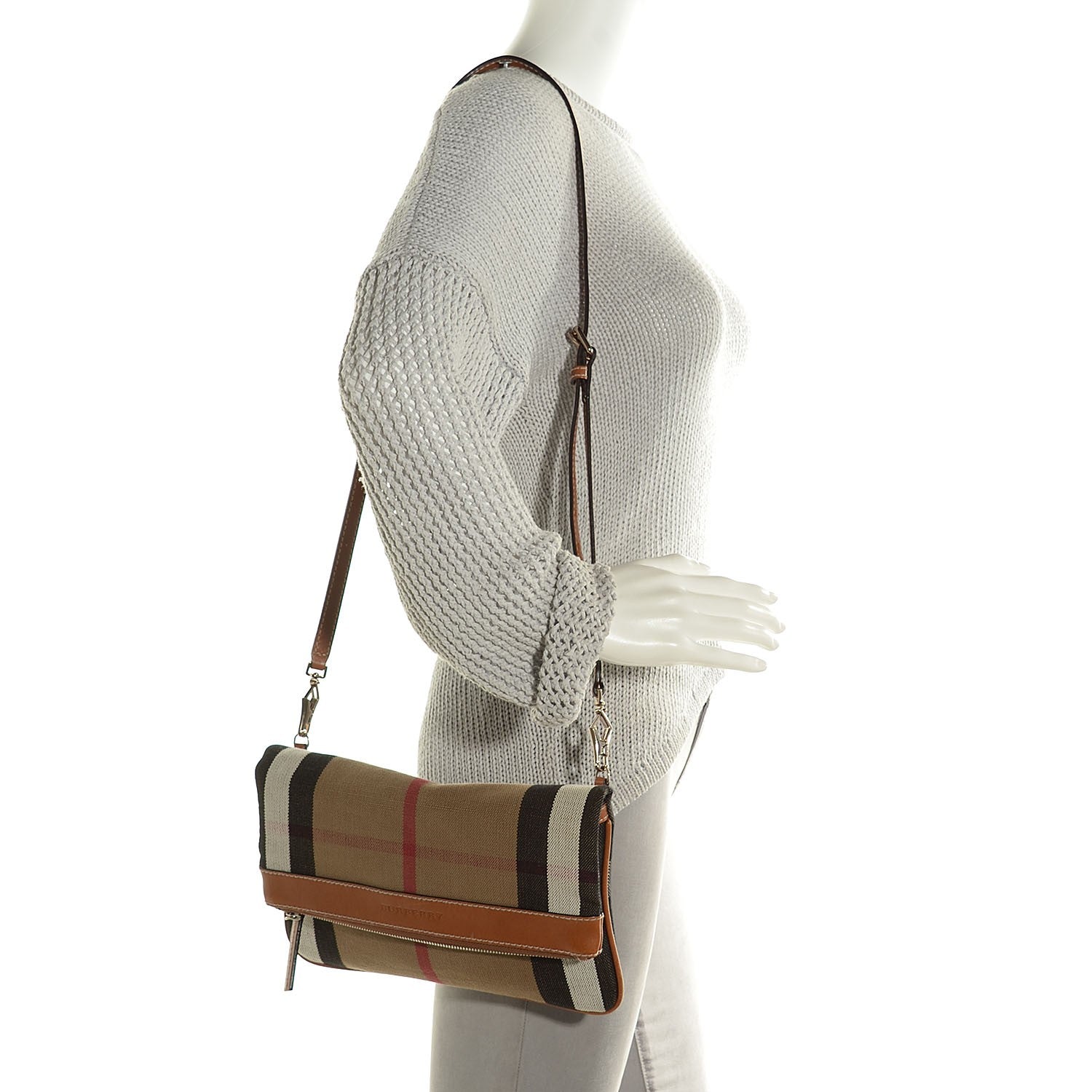 Burberry House Check Large Adeline Crossbody Saddle Brown 2 of 12