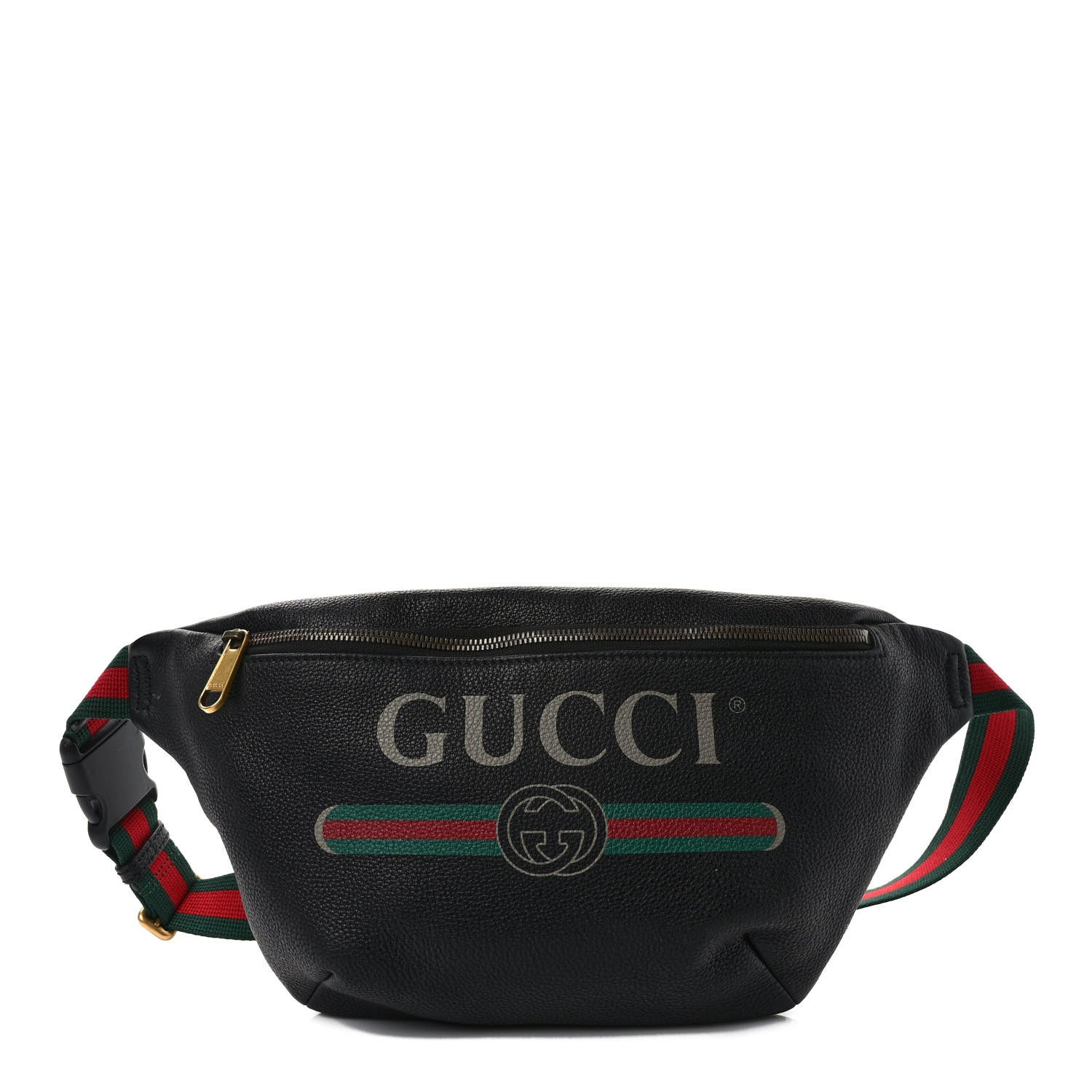 Gucci Grained Calfskin Logo Belt Bag Black 1 of 9