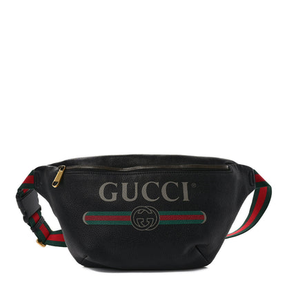 Gucci Grained Calfskin Logo Belt Bag Black 1 of 9