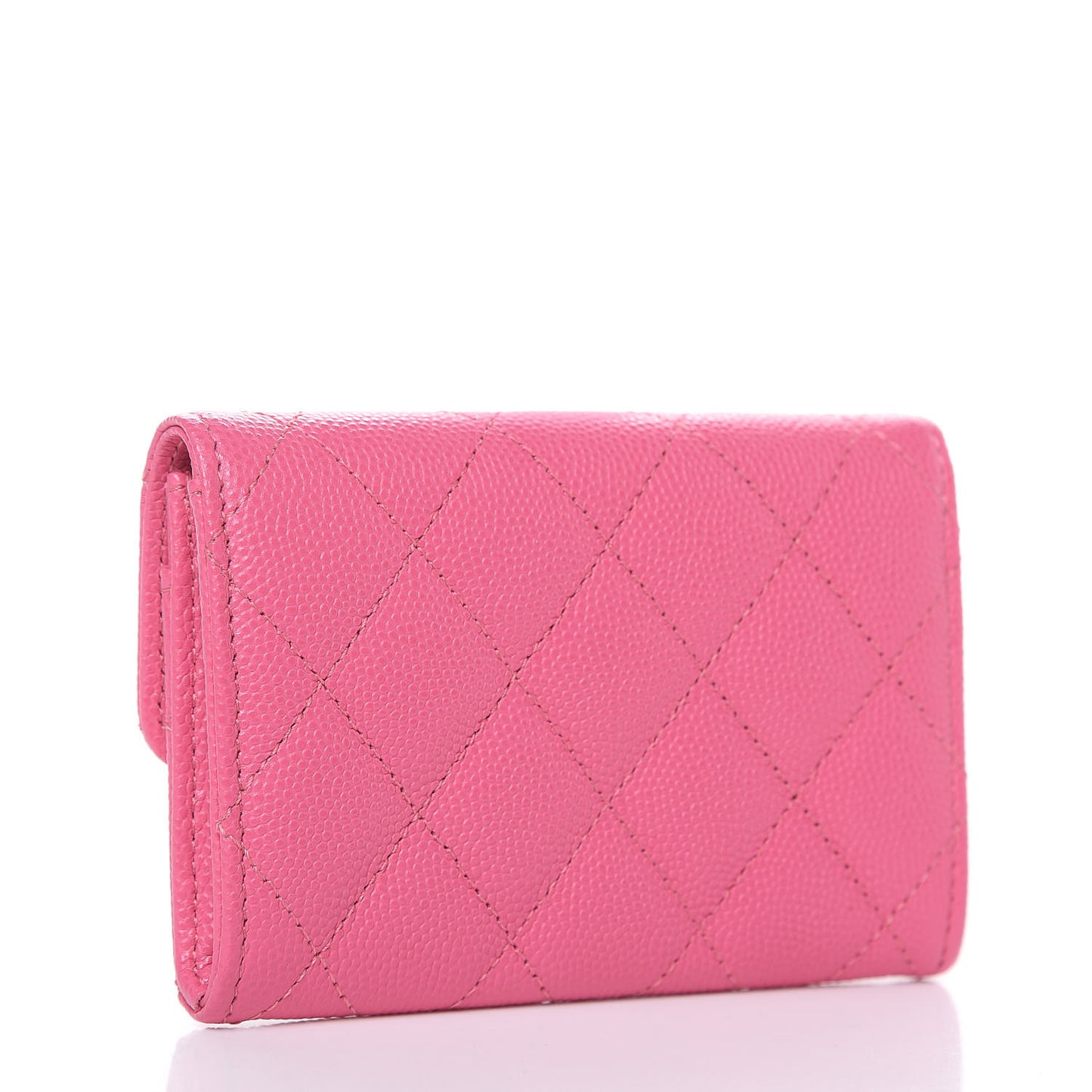 Caviar Quilted Flap Card Holder Pink