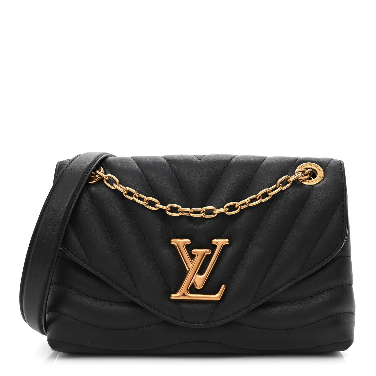 Calfskin LV New Wave Chain Bag Black