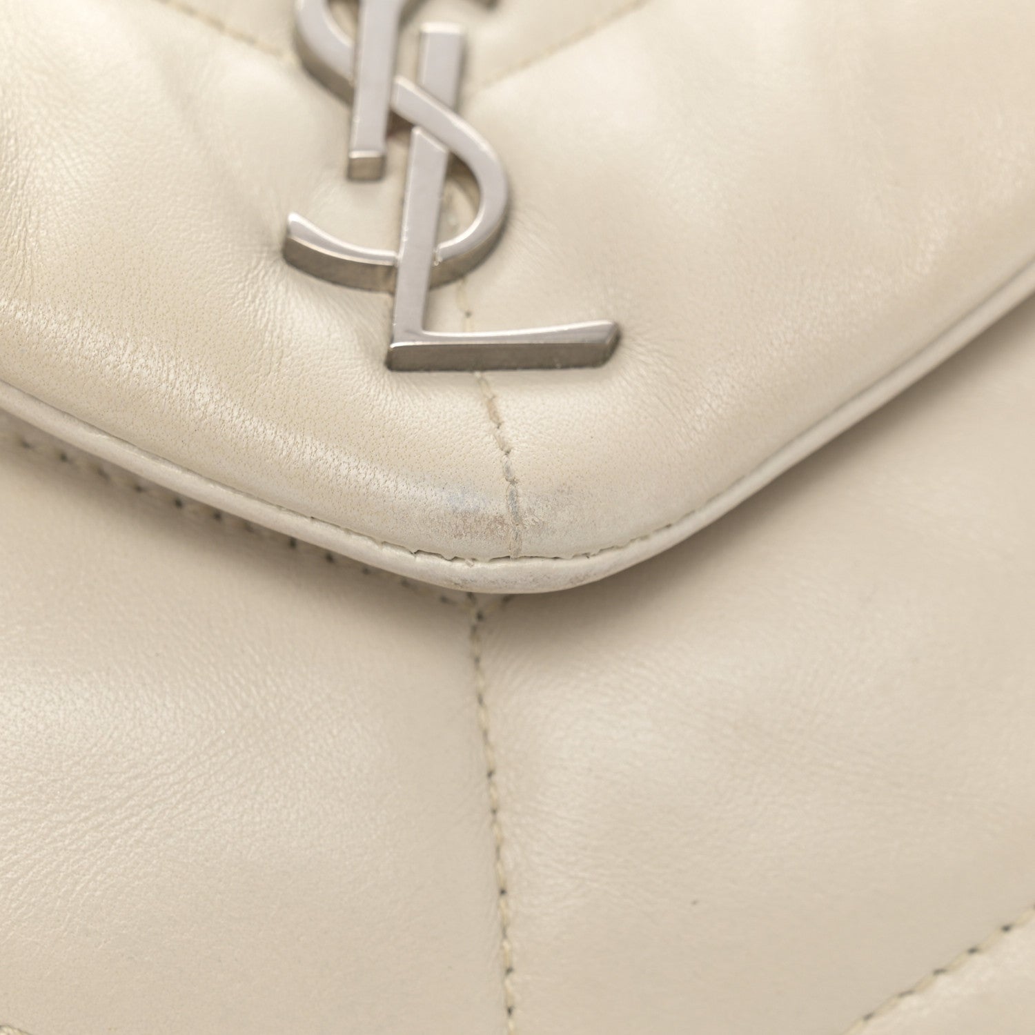 Saint Laurent Lambskin Quilted Mini Loulou Puffer Monogram Chain Satchel Crema Soft 11 of 16