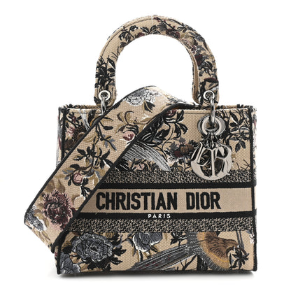 Christian Dior Canvas Embroidered Jardin D'Hiver Medium Lady D-Lite Beige Multicolor 1 of 12