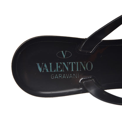 Valentino Garavani PVC Jelly Rockstud Bow Thong Sandals 37 Black 6 of 8