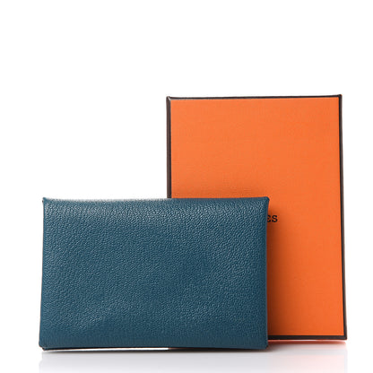 Hermes Chevre Mysore Calvi Card Case Vert Bosphore 7 of 7