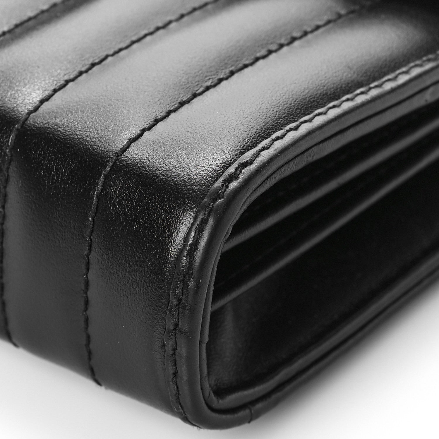 Gucci Calfskin Matelasse Aria GG Marmont Chain Wallet Black 9 of 10