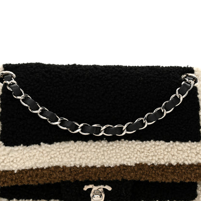 Chanel Lambskin Shearling Medium Double Flap Black Brown 8 of 13