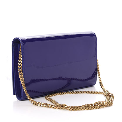 Saint Laurent Patent Calfskin Monogram Kate Wallet On Chain Royal Blue 3 of 10
