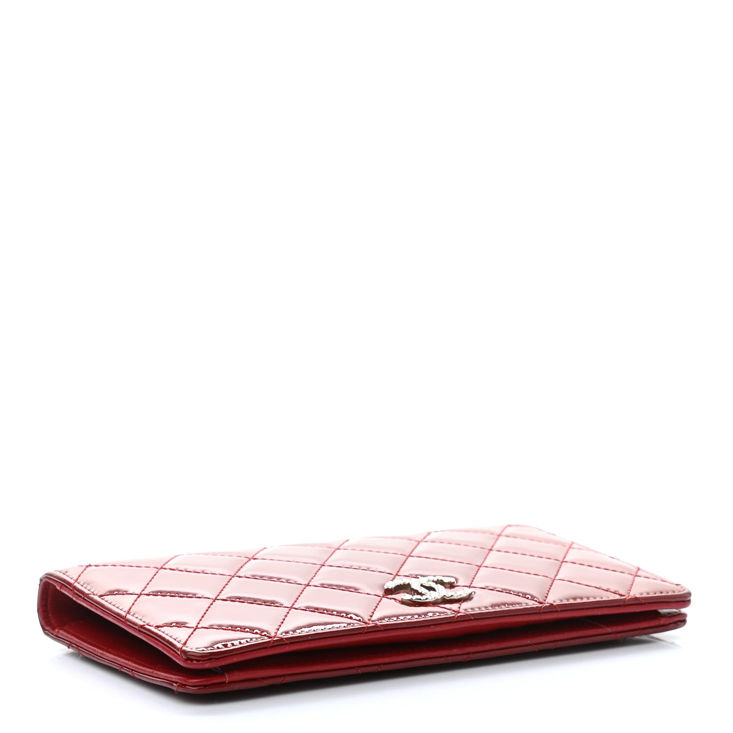 Chanel Patent Quilted Brilliant Yen Wallet Red 4 of 10