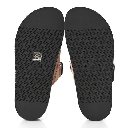 Hermes Suede Goatskin Womens Chypre Sandals 38 Rose Perle Black 6 of 11
