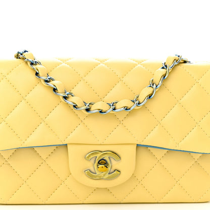 Chanel Lambskin Quilted Mini Rectangular Flap Yellow Blue 8 of 10