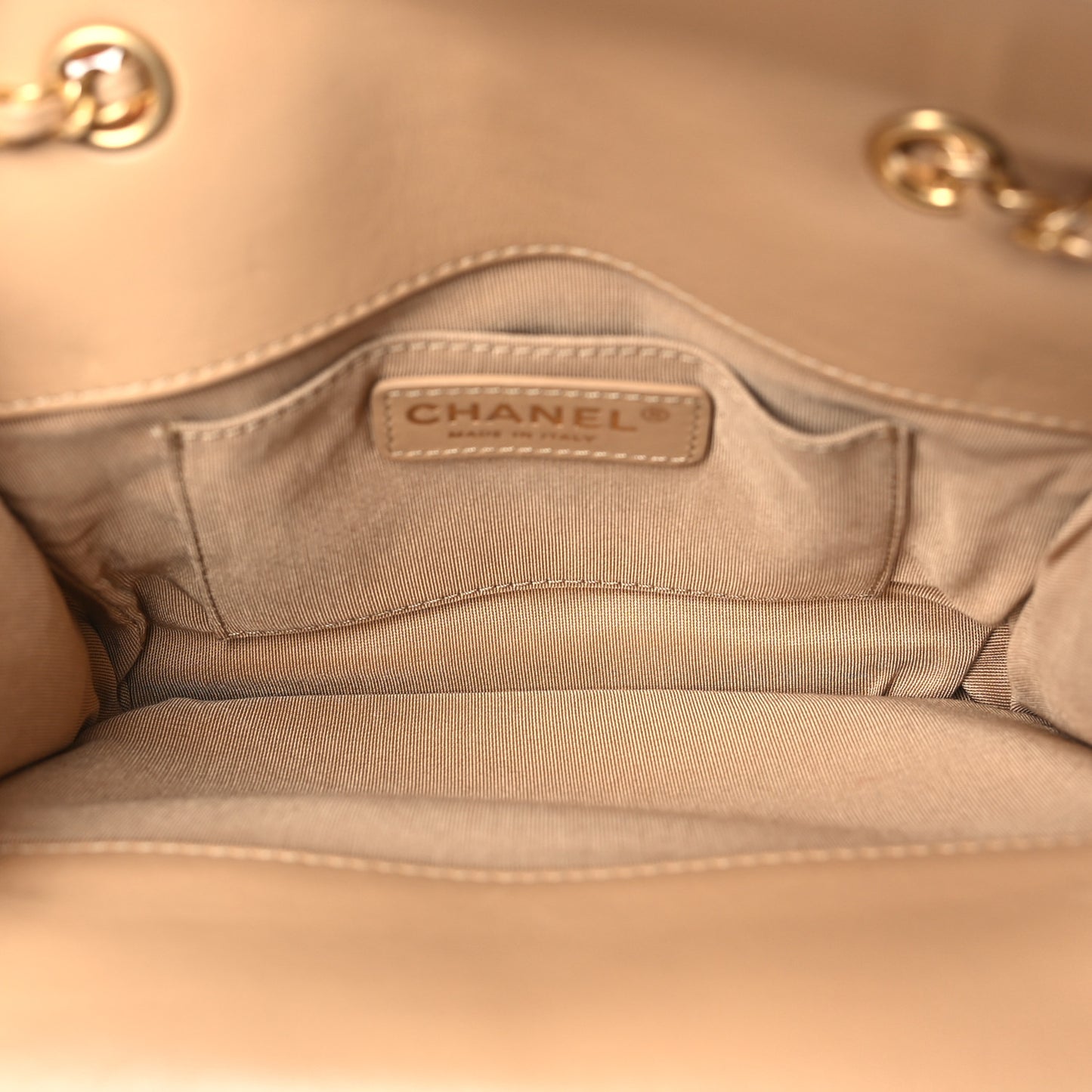 Calfskin Quilted Triple Flap Beige
