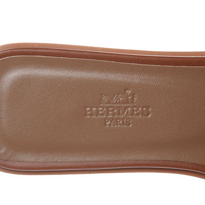 Hermes Box Calfskin Oran Sandals 37 Gold 5 of 8