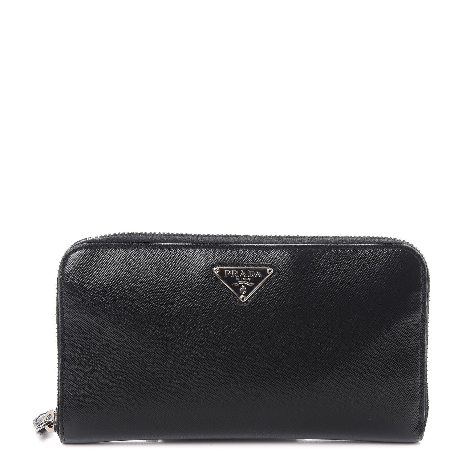 Prada Saffiano Zip Around Wallet Nero Black 1 of 12