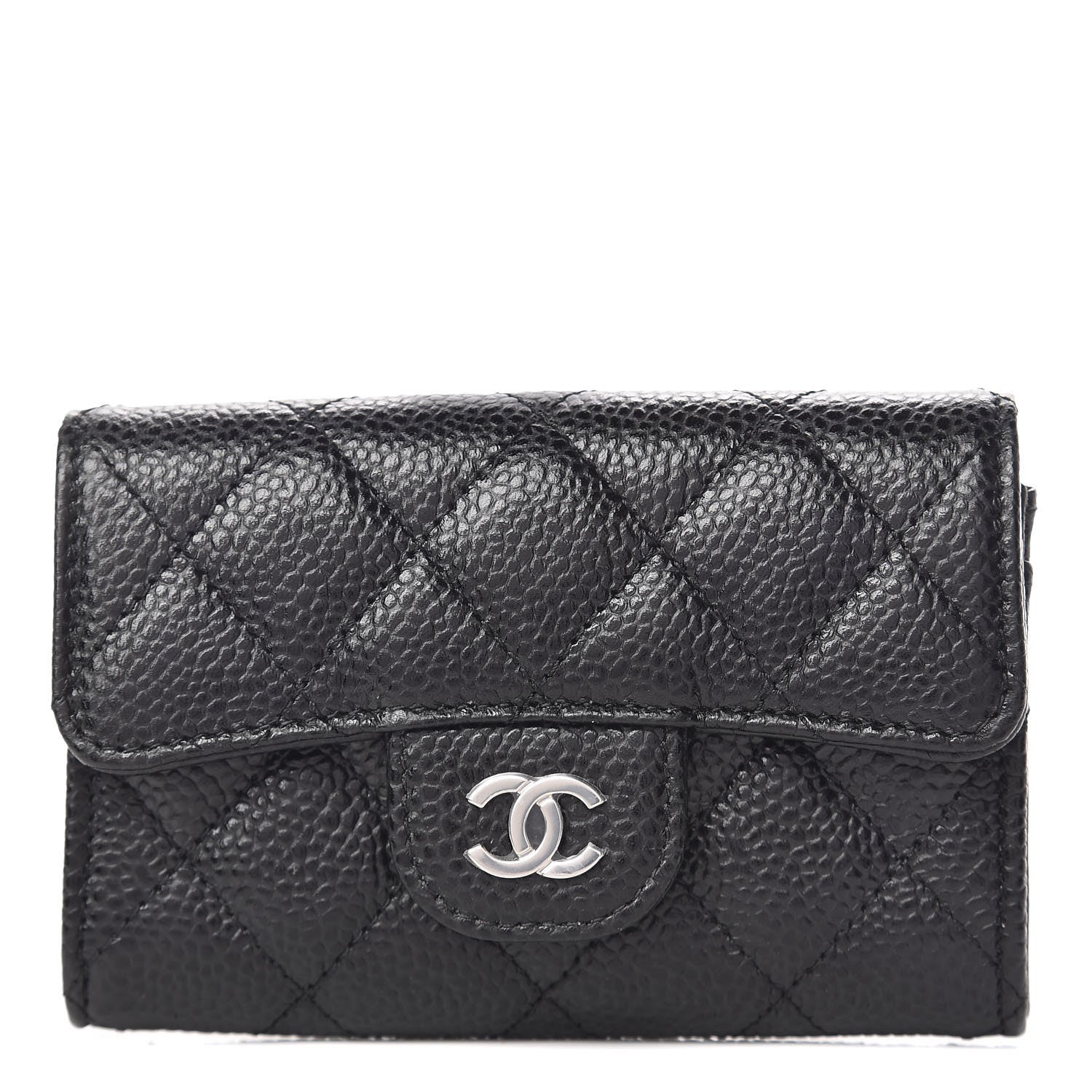 Chanel Caviar Quilted Flap Card Holder Wallet Black 1 of 9