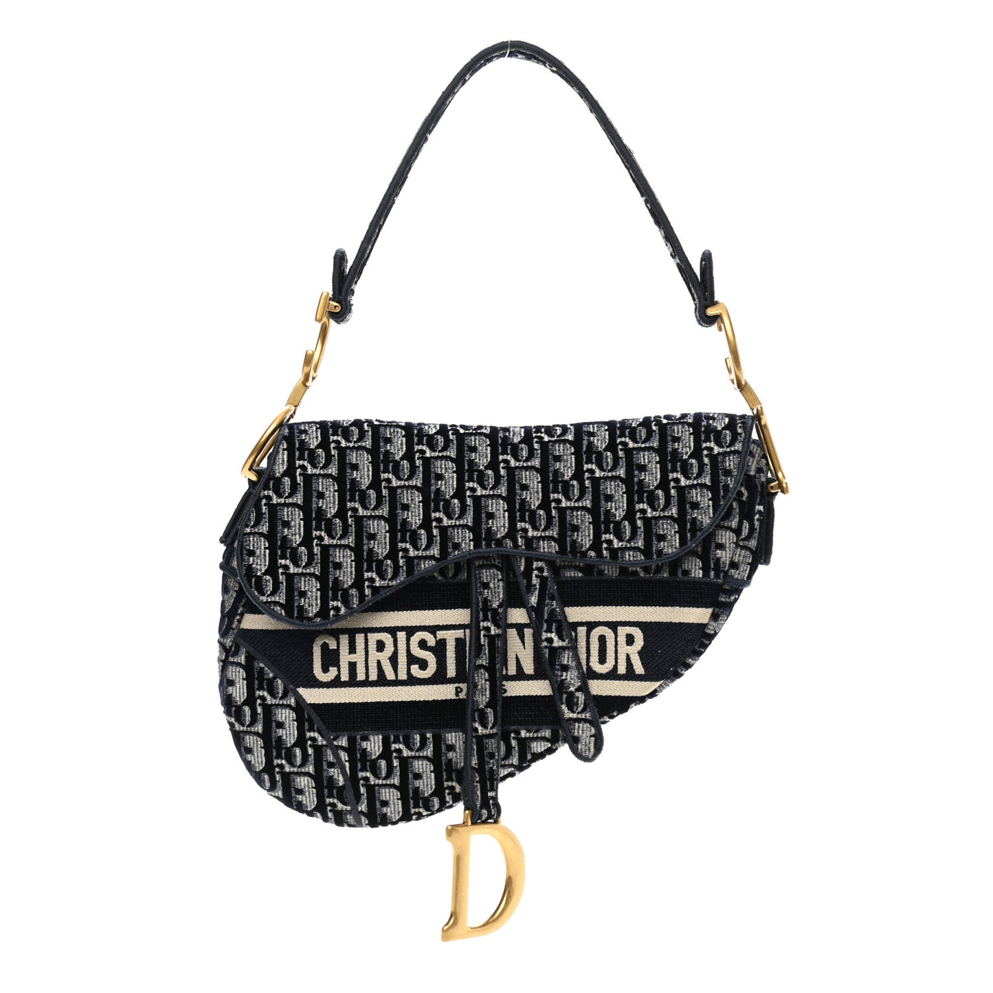 Velvet Oblique Saddle Bag Blue