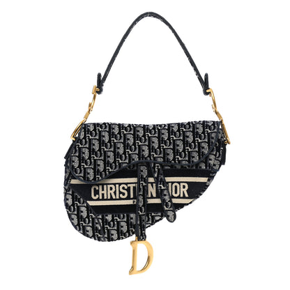 Christian Dior Velvet Oblique Saddle Bag Blue 1 of 11