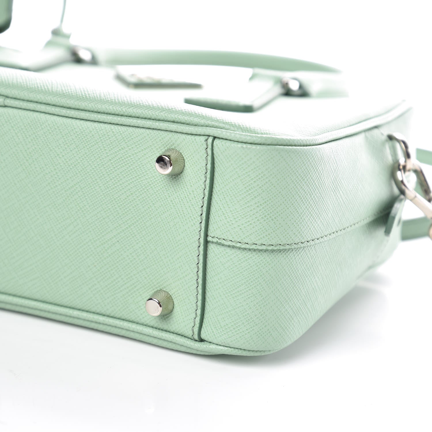 Prada Saffiano Lux Top Handle Crossbody Bag Acquamarina 9 of 9