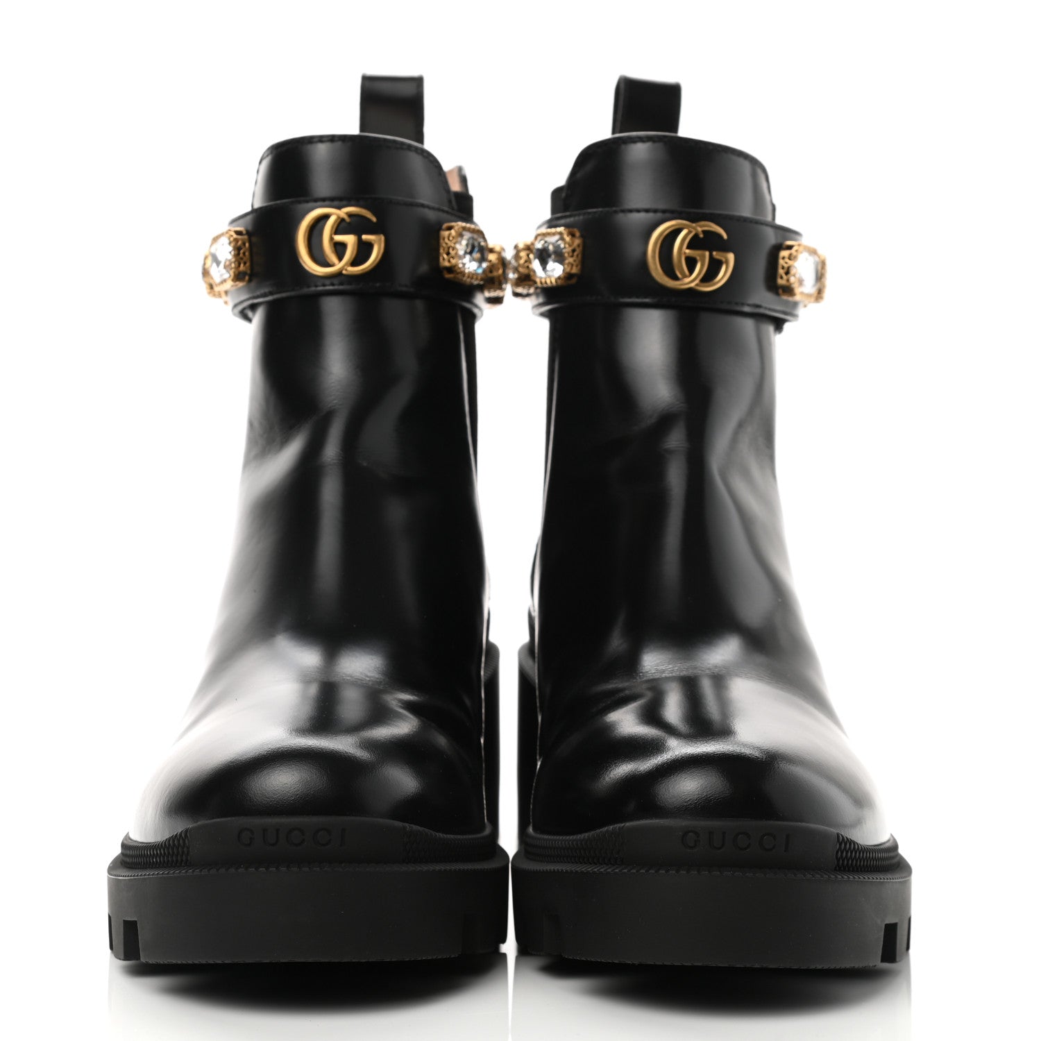 Gucci Calfskin Crystal GG Trip Chelsea Ankle Boots 40 Black 2 of 11