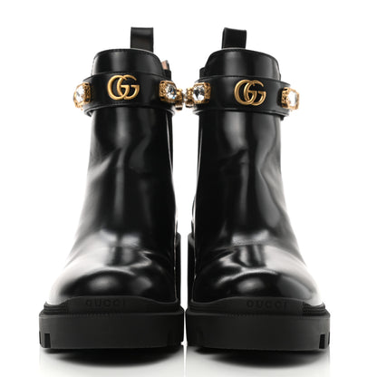 Gucci Calfskin Crystal GG Trip Chelsea Ankle Boots 40 Black 2 of 11