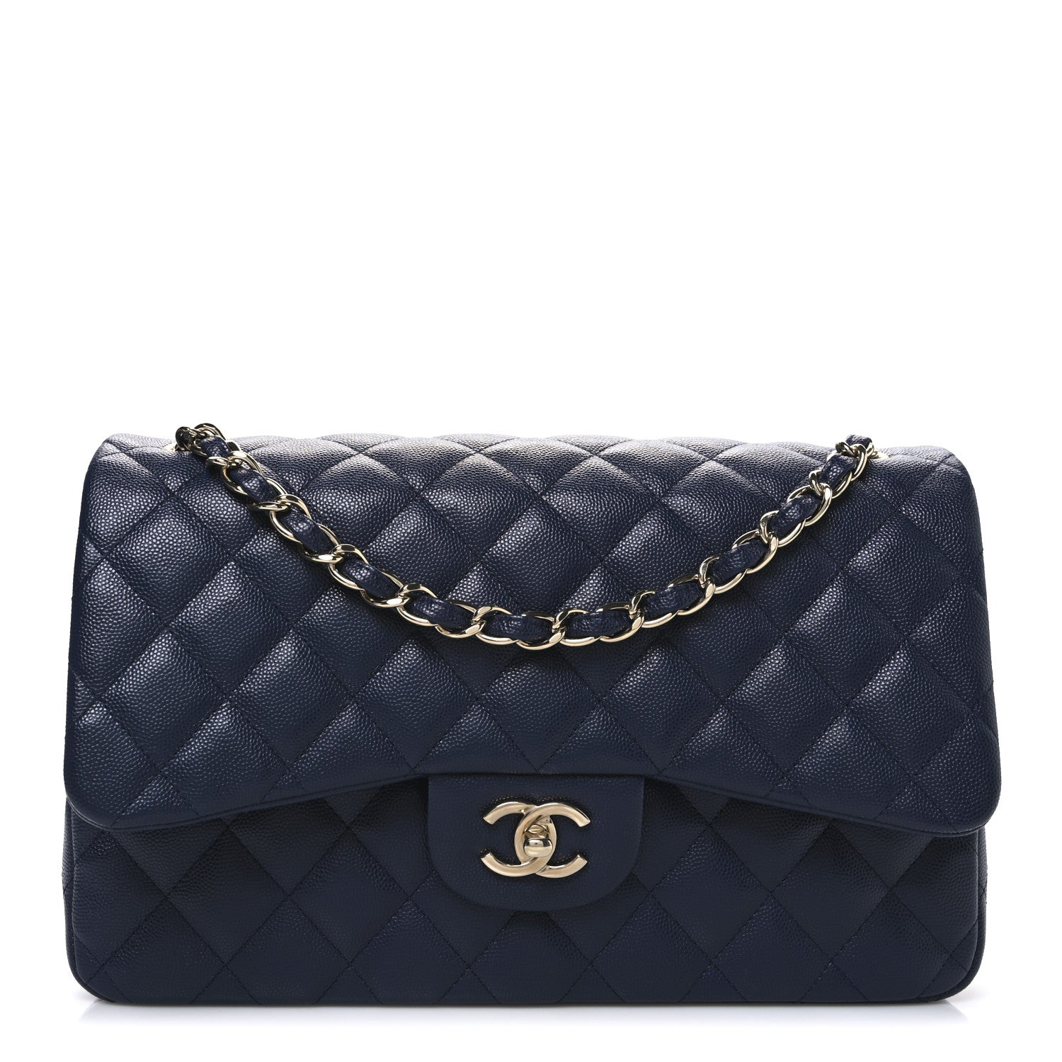 Chanel Caviar Quilted Jumbo Double Flap Navy Blue 1 of 10