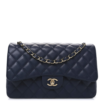 Chanel Caviar Quilted Jumbo Double Flap Navy Blue 1 of 10