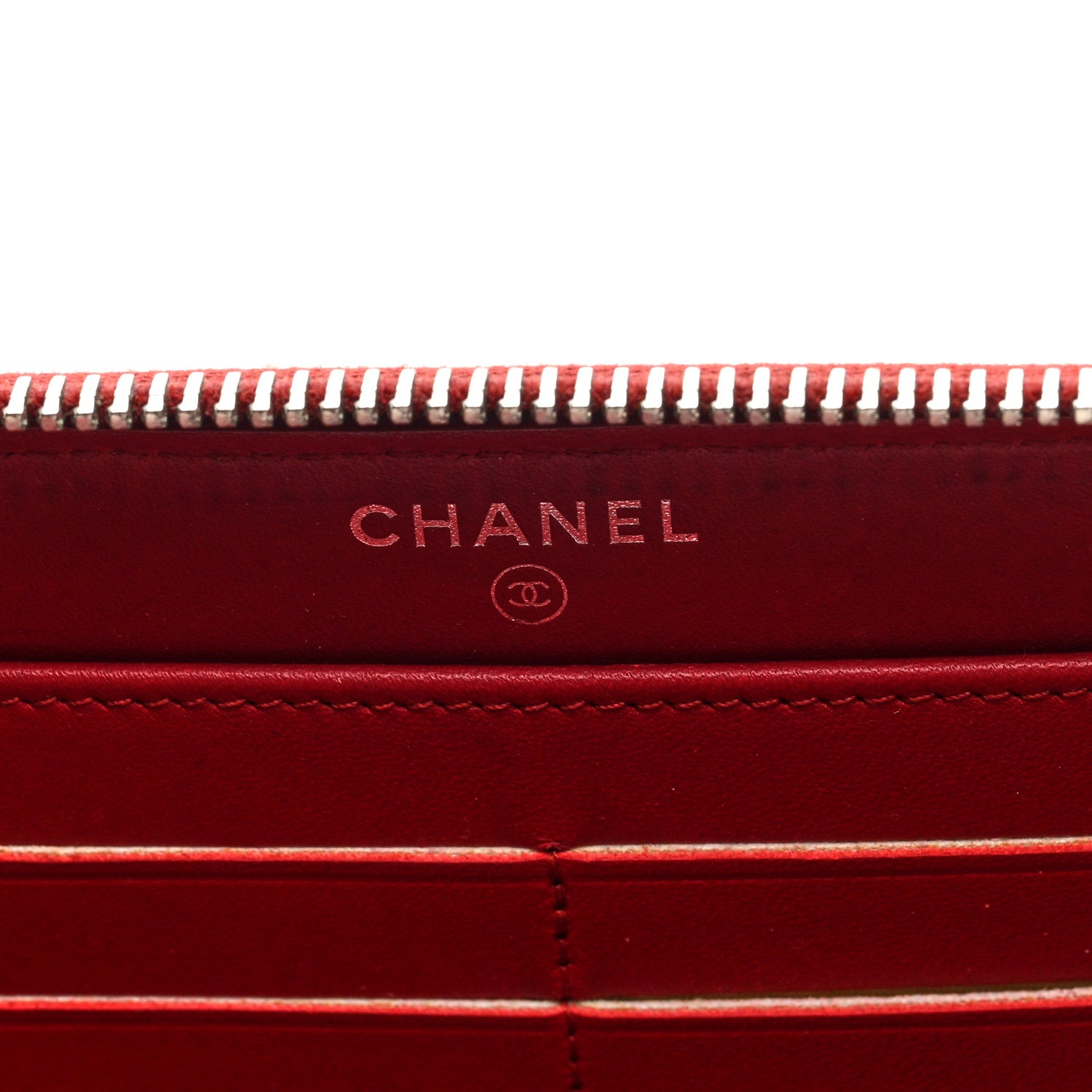 Chanel Caviar Quilted Large Gusset Zip Around Wallet Red 6 of 7