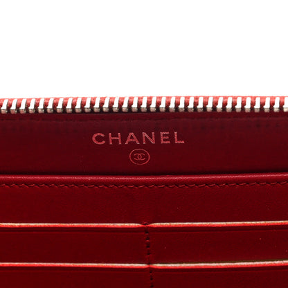 Chanel Caviar Quilted Large Gusset Zip Around Wallet Red 6 of 7