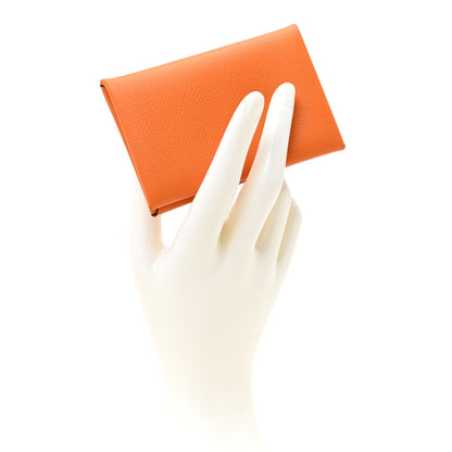 Hermes Epsom Calvi Card Case Orange 2 of 8