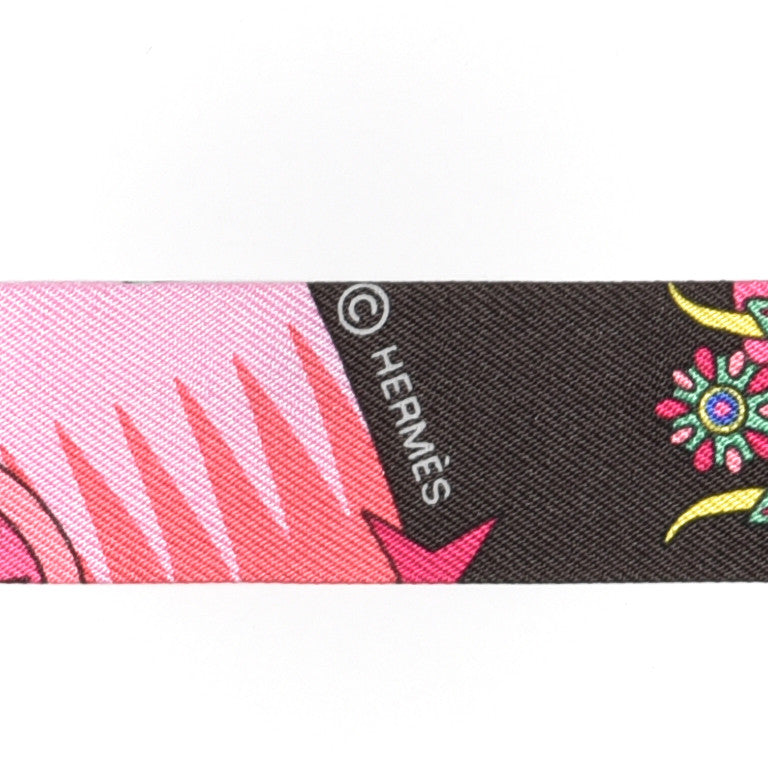 Hermes Silk La Source de Pegase Doll Twilly Ebene Rose Vif Jaune 3 of 4