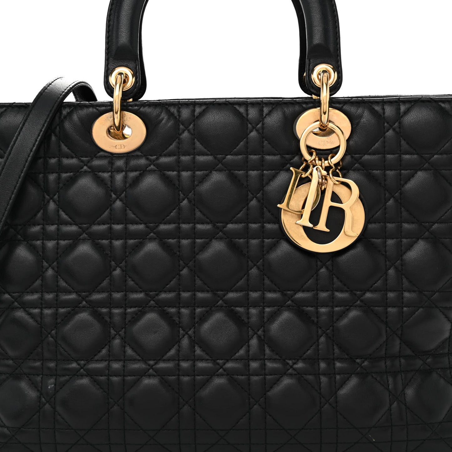 Lambskin Cannage Large Lady Dior Black