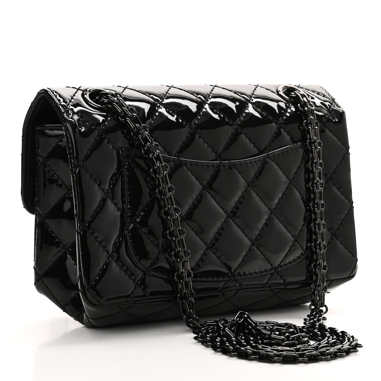Patent Calfskin Quilted 2.55 Reissue Mini Flap So Black
