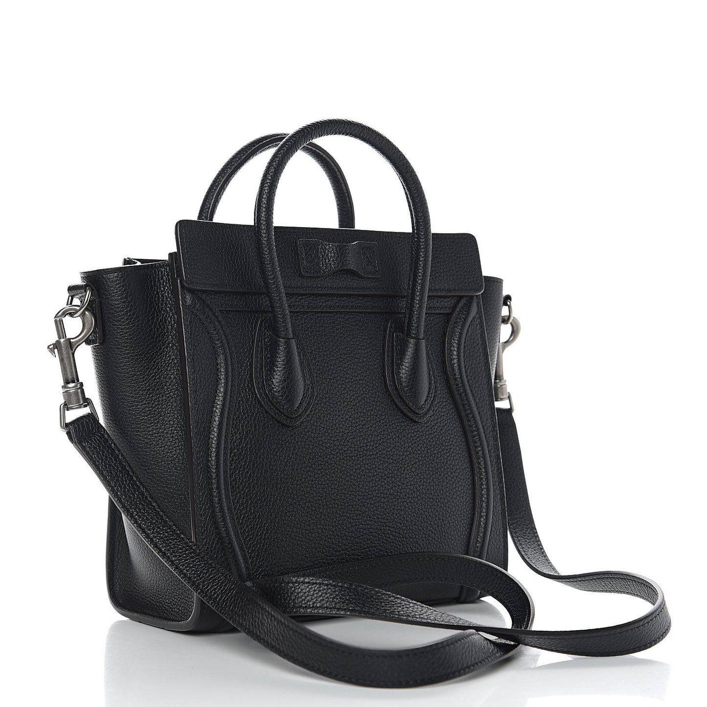 Drummed Calfskin Nano Luggage Black