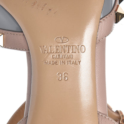 Valentino Garavani Patent Rockstud Ankle Strap Low Heel Pumps 36 Grey Poudre 7 of 12