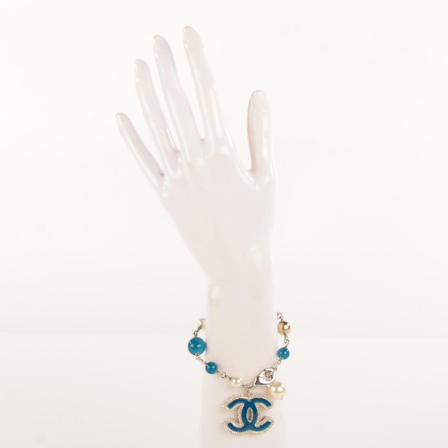 Chanel Pearl Bead CC Bracelet Blue 2 of 5
