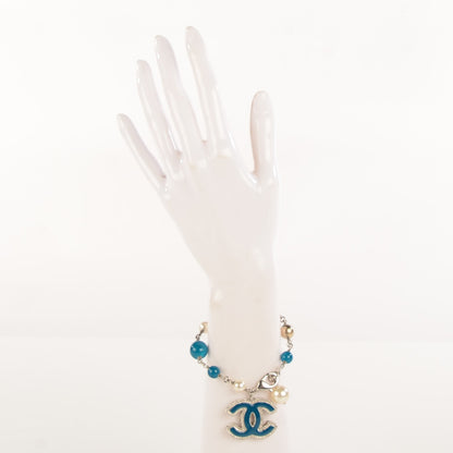 Chanel Pearl Bead CC Bracelet Blue 2 of 5