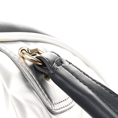 Christian Dior Padded Etoile Calfskin Embossed Medium Dior Vibe Zip Bowling Bag Silver Black 17 of 17