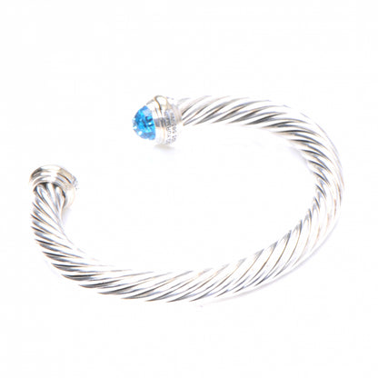 David Yurman Sterling Silver and 14k Gold Topaz Cable Cuff 3 of 7