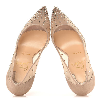 Christian Louboutin Suede Silk Crystal Strass Follies 100 Pumps 36 Light Silk 2 of 10