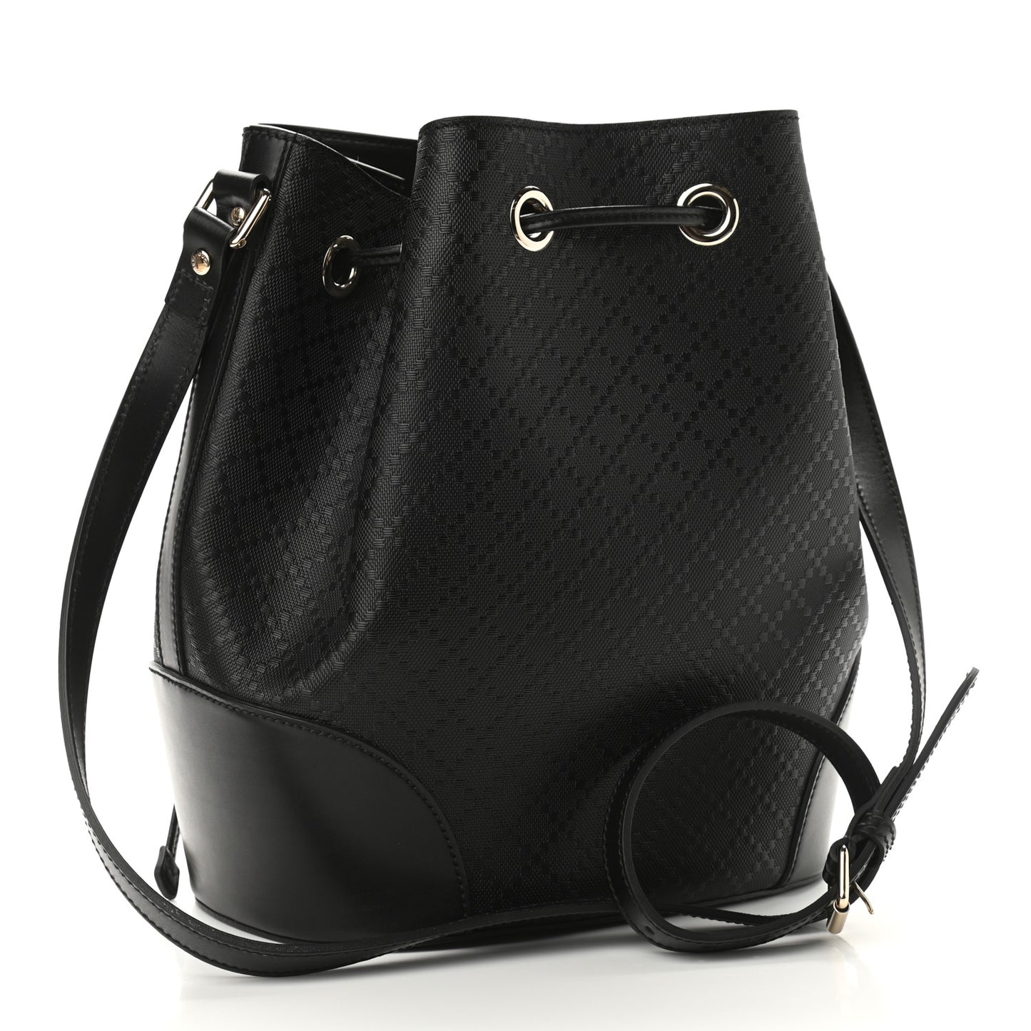 Bright Diamante Medium Bucket Bag Black