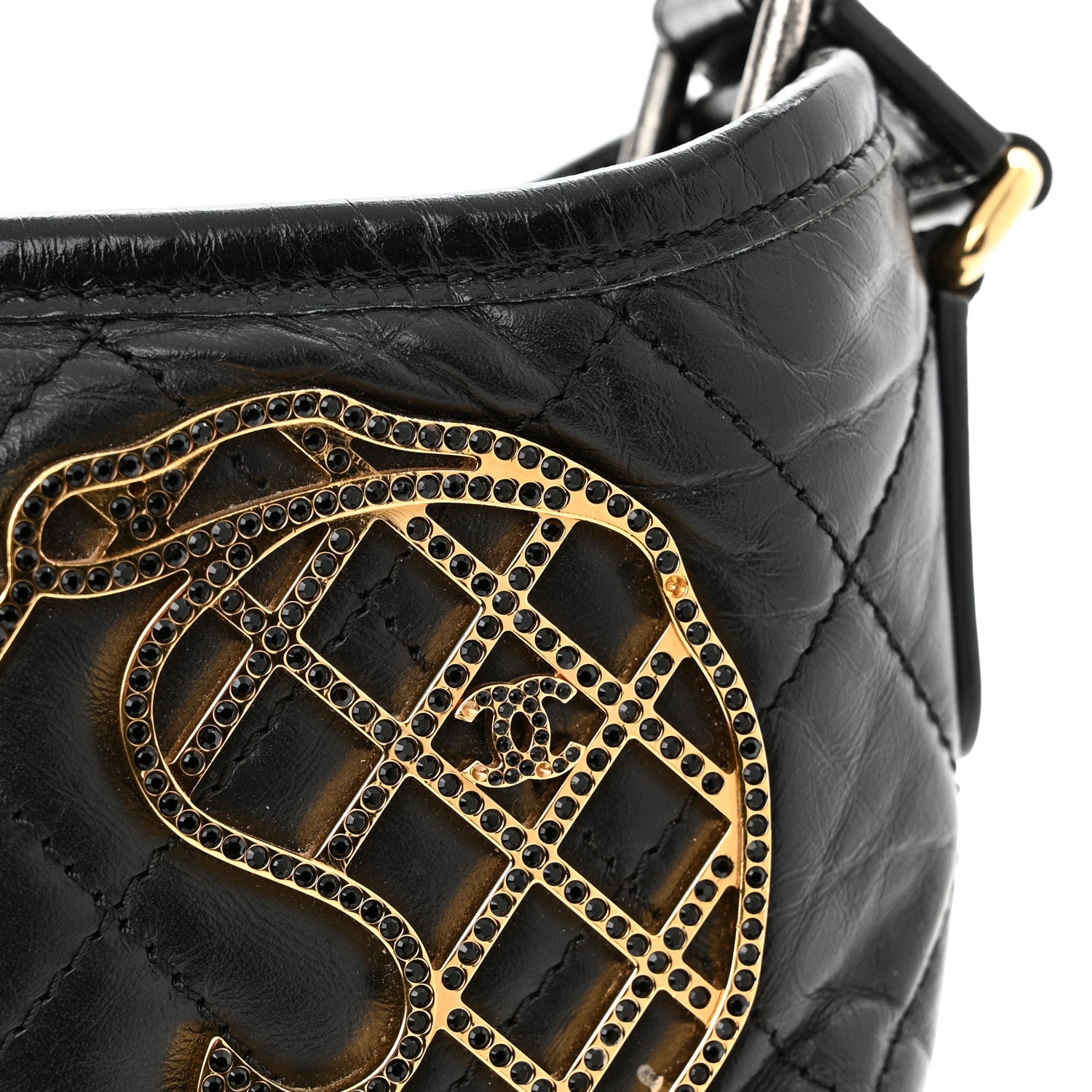 Chanel Aged Calfskin Quilted Charms Small Gabrielle Hobo Black 11 of 14