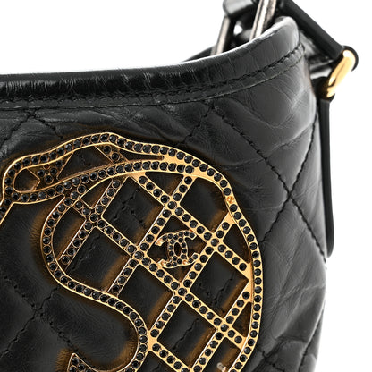 Chanel Aged Calfskin Quilted Charms Small Gabrielle Hobo Black 11 of 14