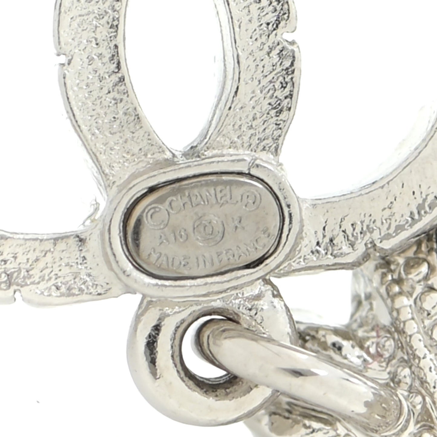 Crystal CC Drop Earrings Silver