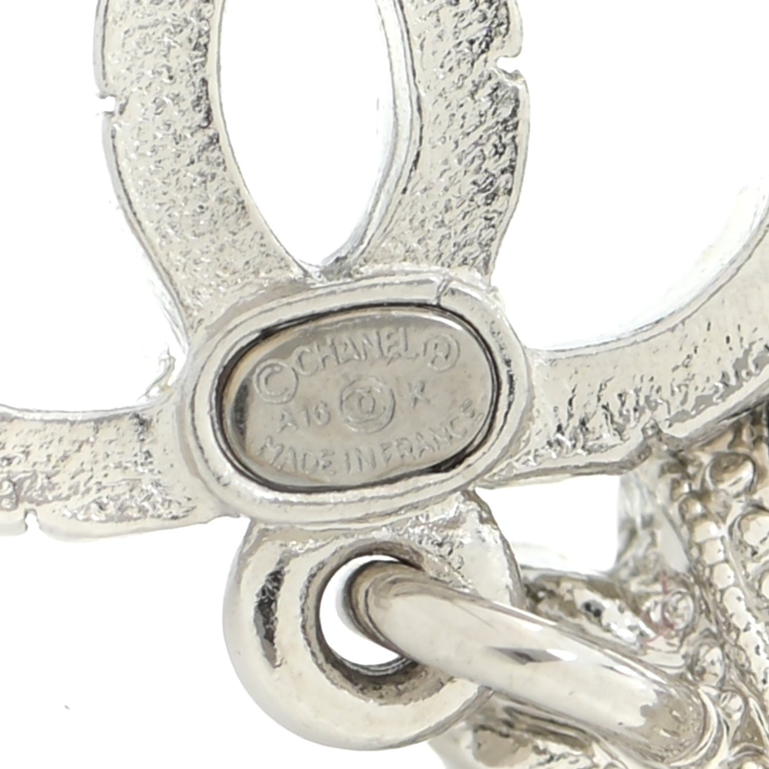 Chanel Crystal CC Drop Earrings Silver 4 of 5