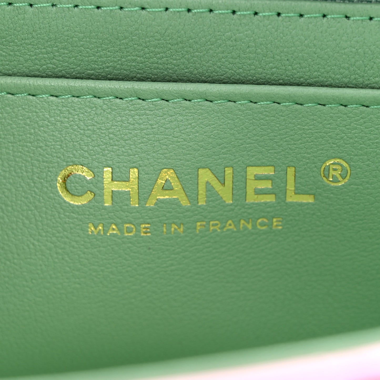 Lambskin Quilted Mini Top Handle Rectangular Flap Lilac Light Green
