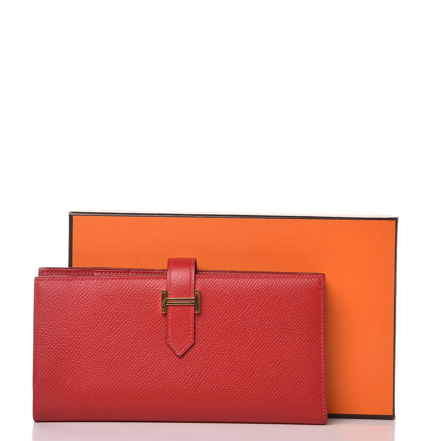 Hermes Epsom Bearn Gusset Wallet Rouge Casaque 8 of 8