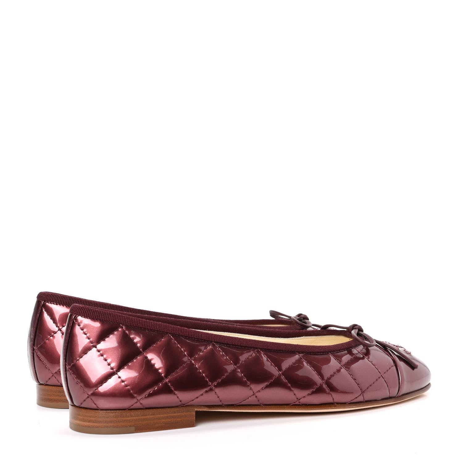 Chanel Patent Quilted Cap Toe CC Ballerina Flats 37.5 Rose Fonce 4 of 11