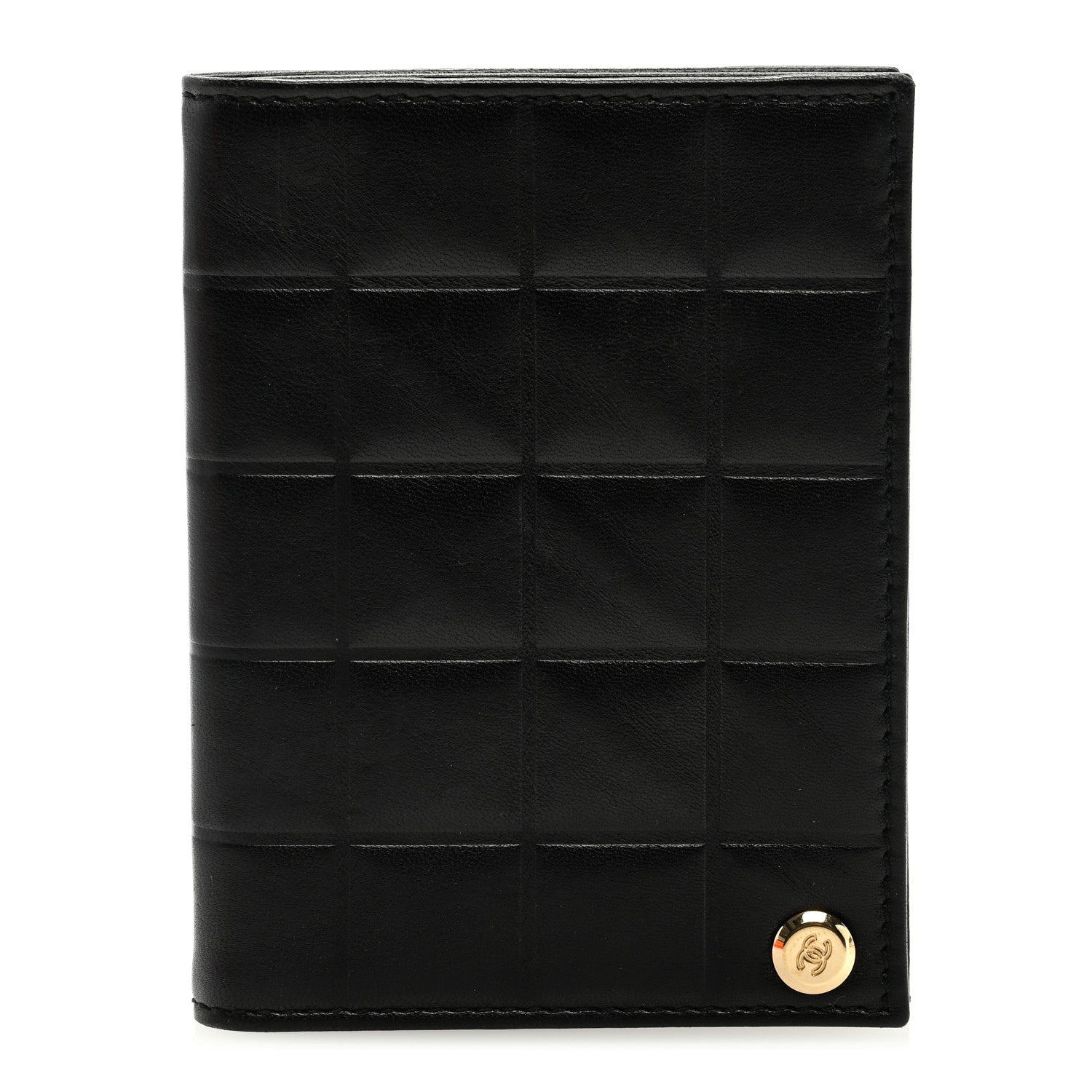 Chanel Lambskin Chocolate Bar Quilted Card Holder Wallet Black 1 of 7