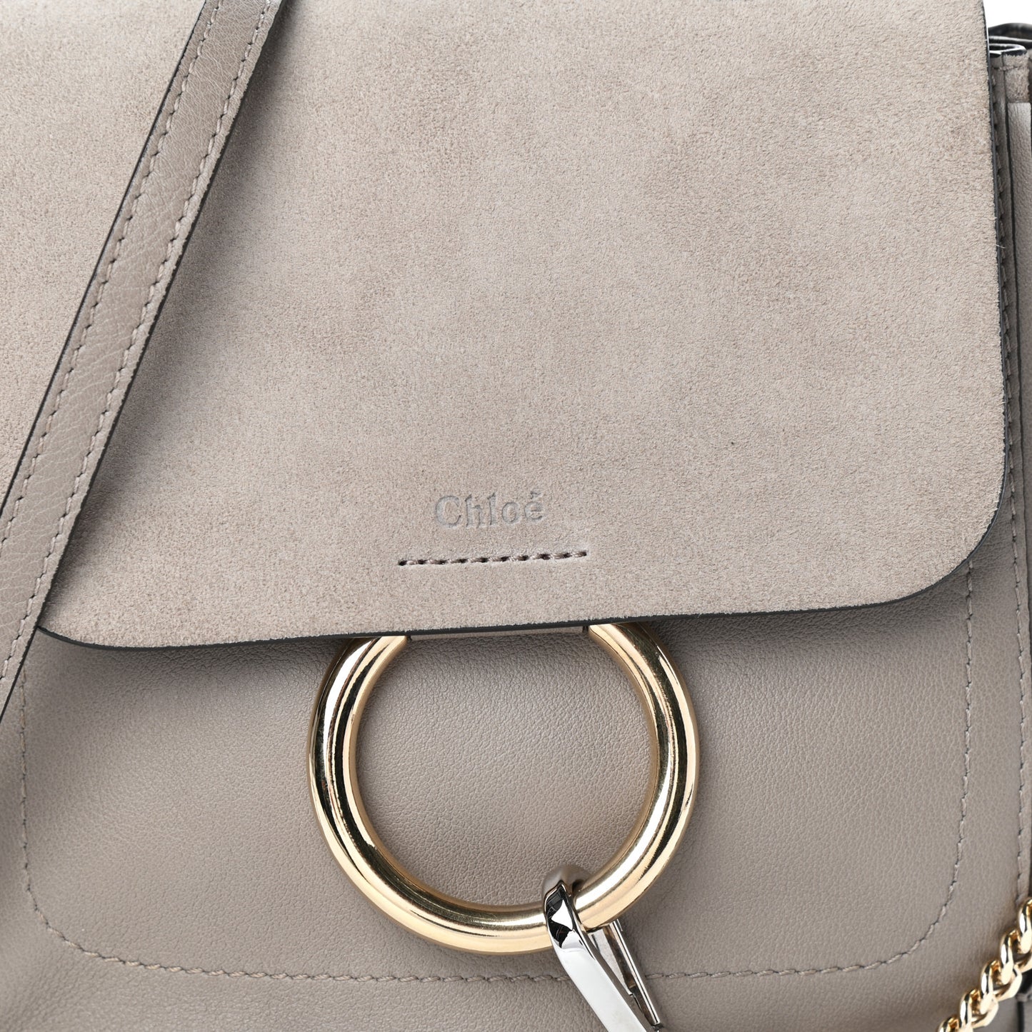 Suede Calfskin Small Faye Backpack Motty Grey