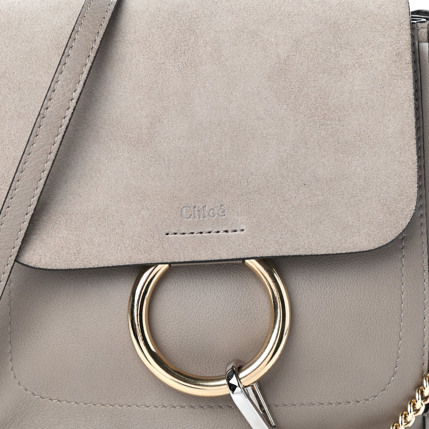 Chloe Suede Calfskin Small Faye Backpack Motty Grey 7 of 9